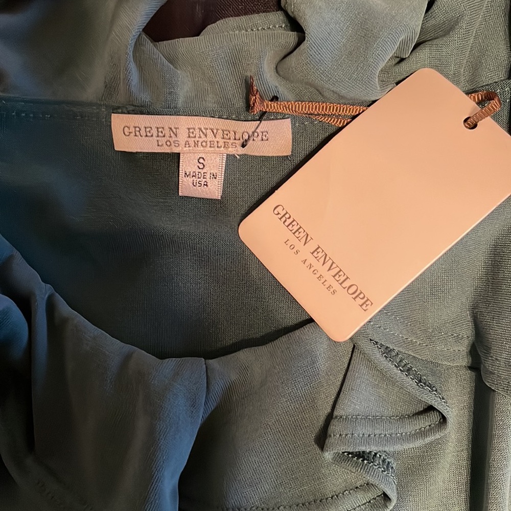 Green Envelope off shoulder flutter sleeve shirt - Picture 3 of 3